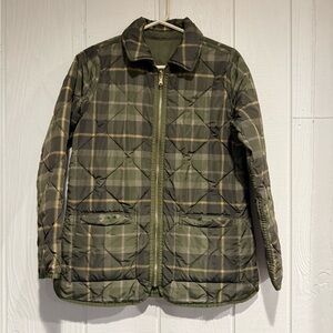 Isaac Mizrahi Live Olive Plaid Women's Quilted Puffer Coat